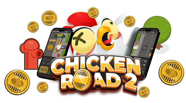 chicken road 2 logo with chicken character